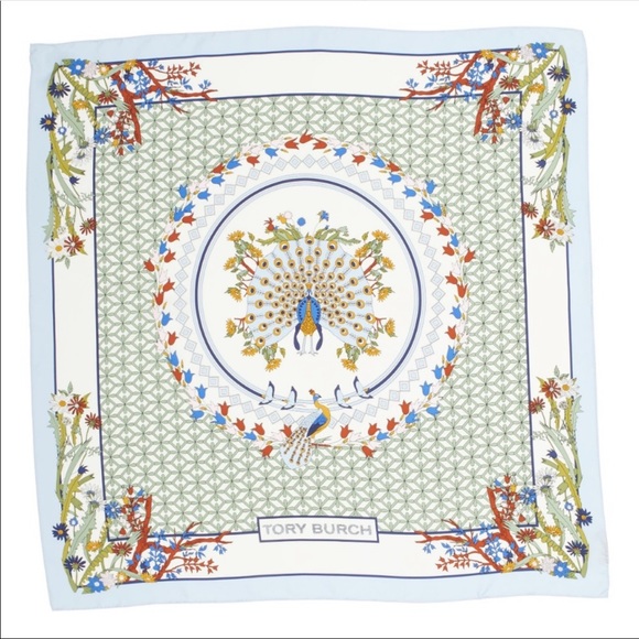 Tory Burch meadow folly silk square scarf - Picture 1 of 5
